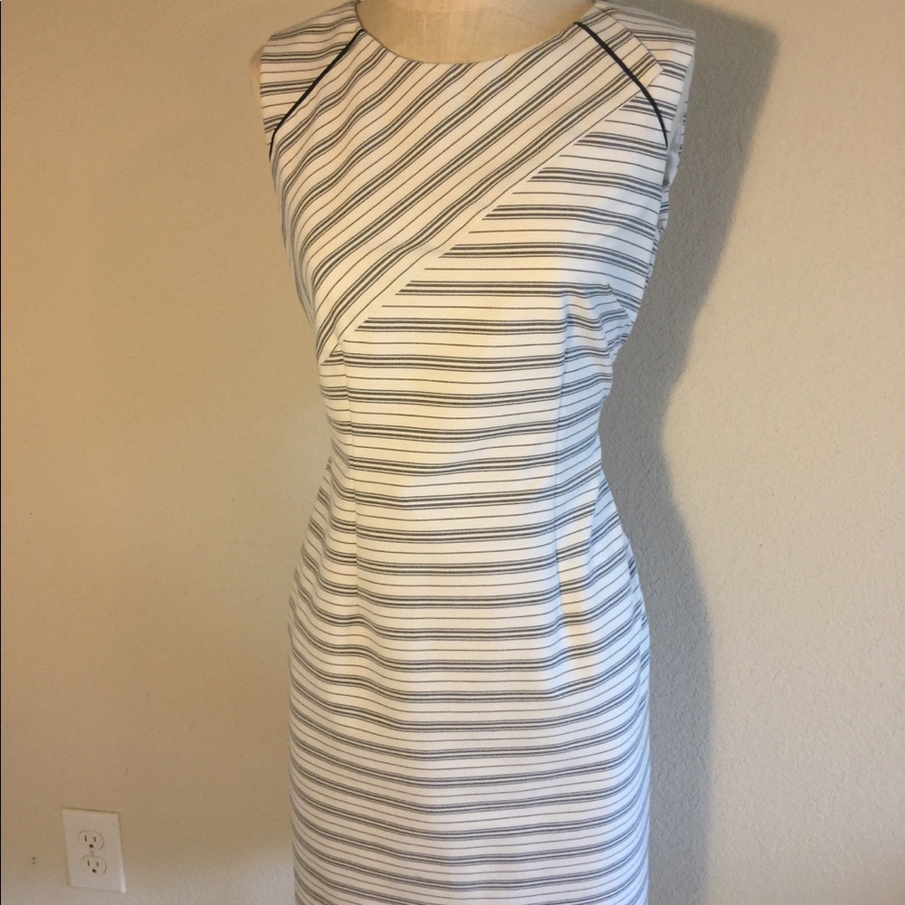 Antonio Melani shift dress, white with blue stripe